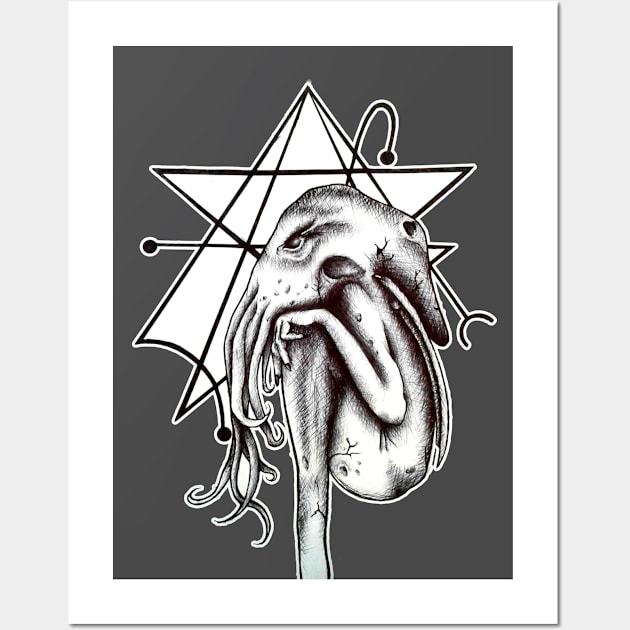 Cthulhu black and white Wall Art by CuddlyChimera